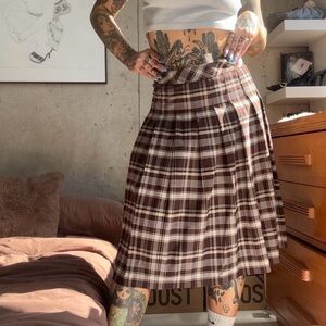 Sunday Best Checkered A-Line Skirt in Brown and White